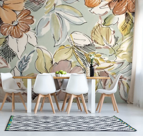 Motivo floral vintage con tonos pastel Fotomurales Motivo floral vintage con tonos pastel