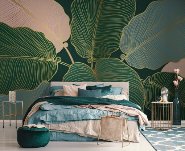 Hojas tropicales en diseño artístico Fotomurales Hojas tropicales en diseño artístico