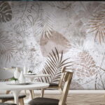 Fotomurales Hojas tropicales en tonos apagados
