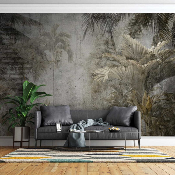 Obra de arte tropical con palmeras Fotomurales Obra de arte tropical con palmeras