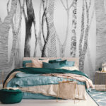 Fotomurales Dibujo de árboles con líneas