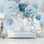Fotomurales Elegantes flores azules en suave armonía