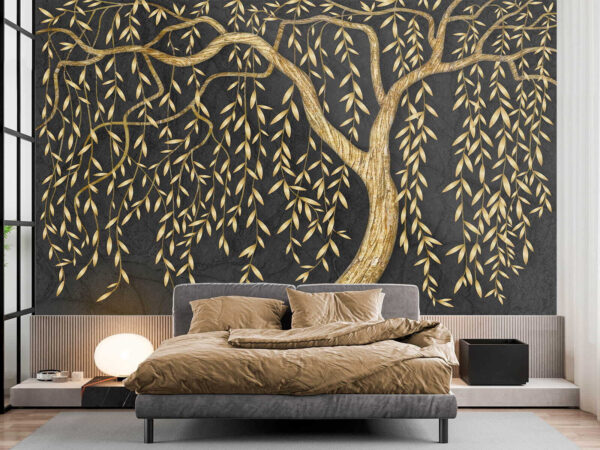 Elegante árbol metálico sobre fondo oscuro Fotomurales Elegante árbol metálico sobre fondo oscuro