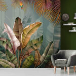 Fotomurales Selva tropical con hojas vibrantes