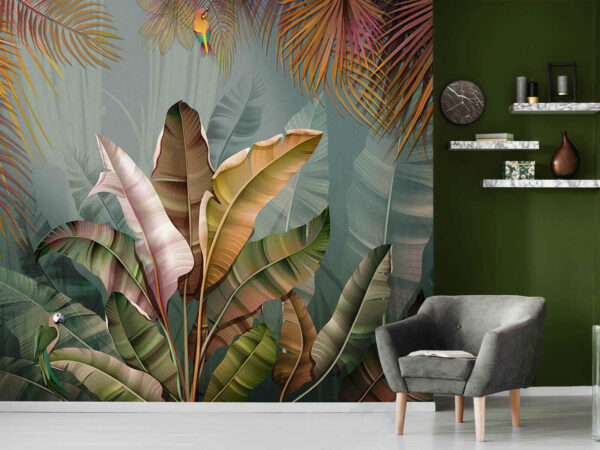 Selva tropical con hojas vibrantes Fotomurales Selva tropical con hojas vibrantes