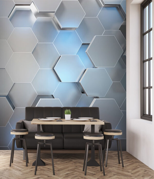 Diseño metálico hexagonal moderno Fotomurales Diseño metálico hexagonal moderno