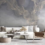 Fotomurales Fondo gris y blanco con círculos y líneas
