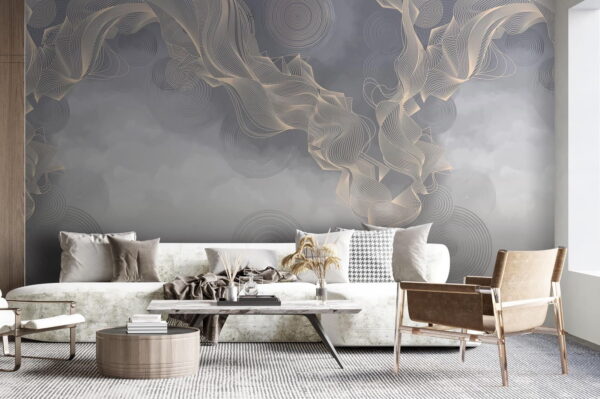 Fondo gris y blanco con círculos y líneas Fotomurales Fondo gris y blanco con círculos y líneas