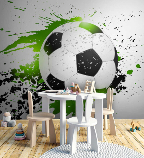 Balón de fútbol con salpicaduras artísticas Fotomurales Balón de fútbol con salpicaduras artísticas