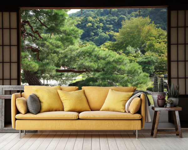 Vista de un bosque desde una habitación Fotomurales Vista de un bosque desde una habitación