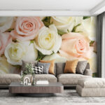 Fotomurales Grupo de rosas rosas y blancas