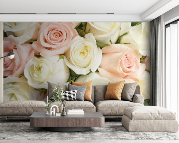 Grupo de rosas rosas y blancas Fotomurales Grupo de rosas rosas y blancas