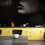 Fotomurales Mujer con sombrero y fumando