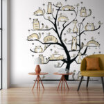 Fotomurales Árbol con gatos