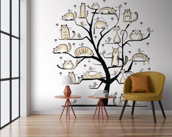 Árbol con gatos Fotomurales Árbol con gatos