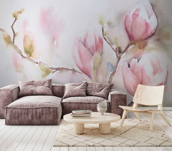 Pintura en acuarela de un tulipán Fotomurales Pintura en acuarela de un tulipán