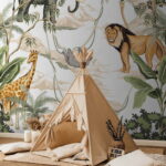 Fotomurales Papel pintado con animales y árboles