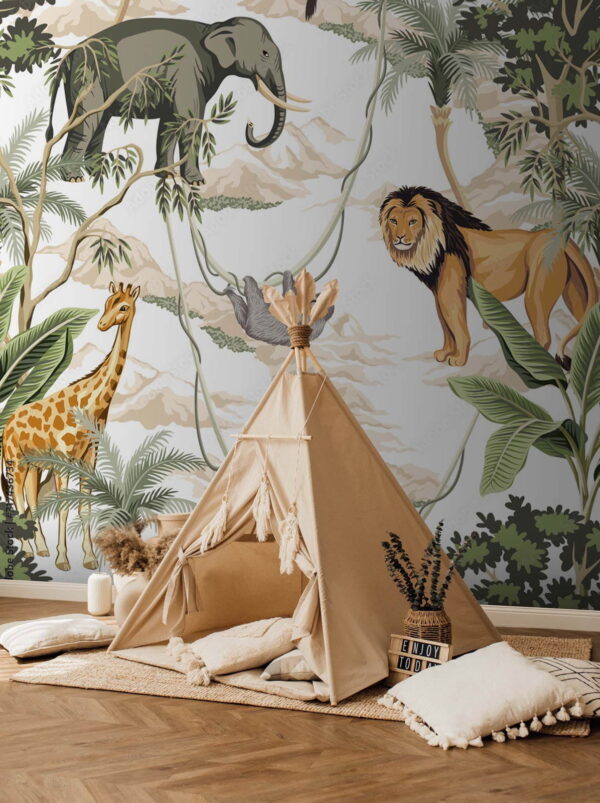Papel pintado con animales y árboles Fotomurales Papel pintado con animales y árboles