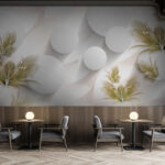 Fotomurales Diseño floral en blanco y verde