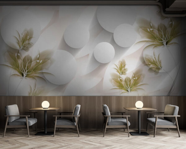 Diseño floral en blanco y verde Fotomurales Diseño floral en blanco y verde