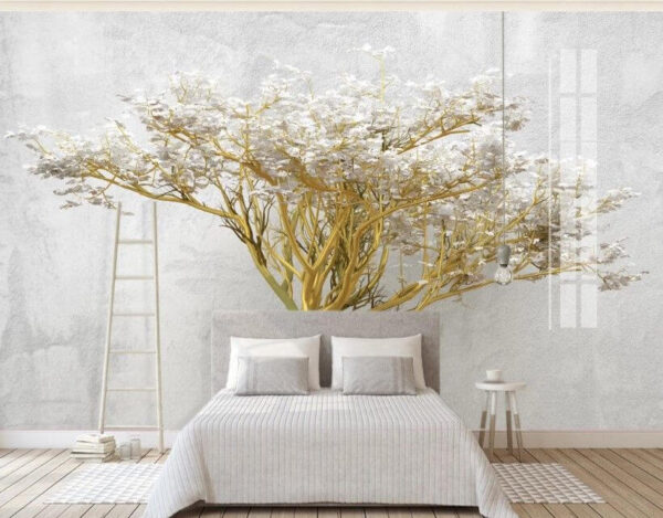 Árbol de flores blancas Fotomurales Árbol de flores blancas