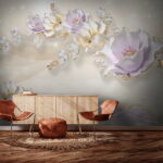 Fotomurales Flores delicadas con detalles brillantes