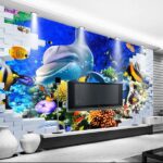 Fotomurales Mural de un pez y delfines