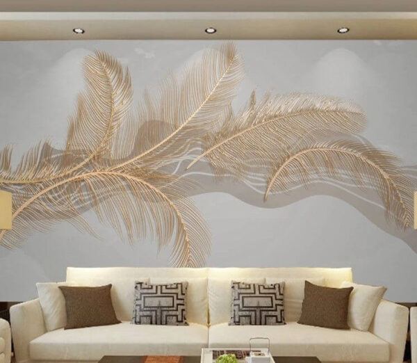 Elegante arte plumario en tonos beige Fotomurales Elegante arte plumario en tonos beige