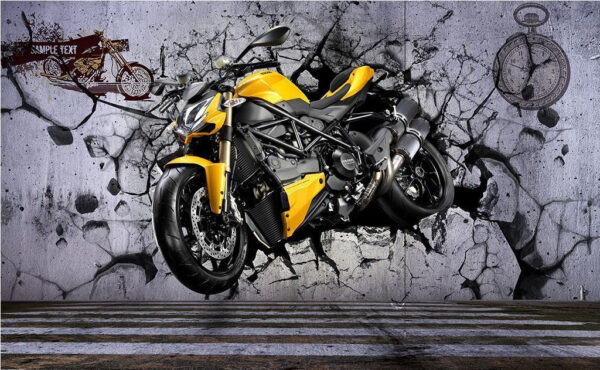 Moto que atraviesa el muro Fotomurales Moto que atraviesa el muro