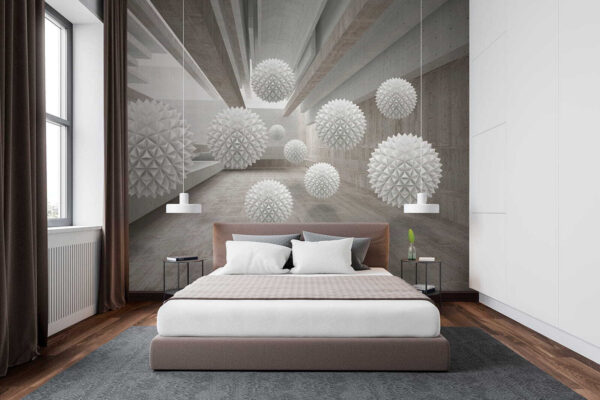Esfera blanca con triángulos Fotomurales Esfera blanca con triángulos