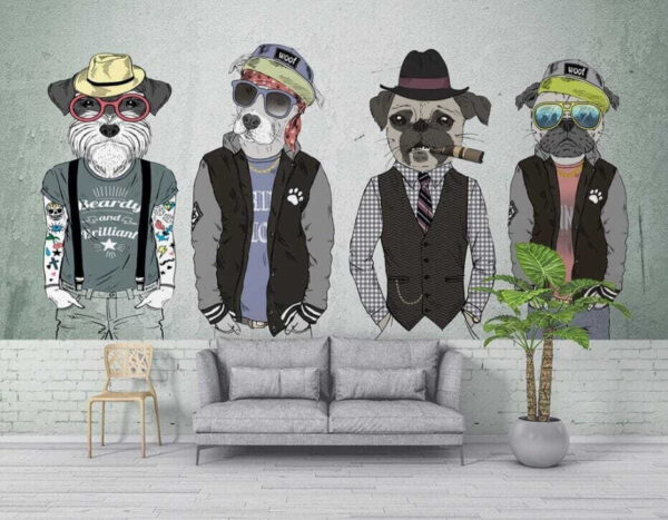 Perro con chaleco y corbata Fotomurales Perro con chaleco y corbata