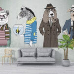 Fotomurales Pared con cabezas de animales