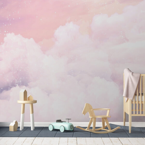 Cielo rosa con nubes blancas Fotomurales Cielo rosa con nubes blancas