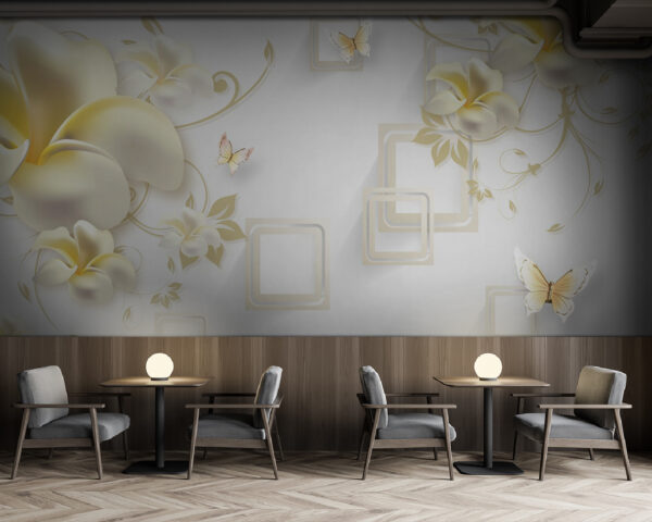 Papel pintado con flores y mariposas Fotomurales Papel pintado con flores y mariposas