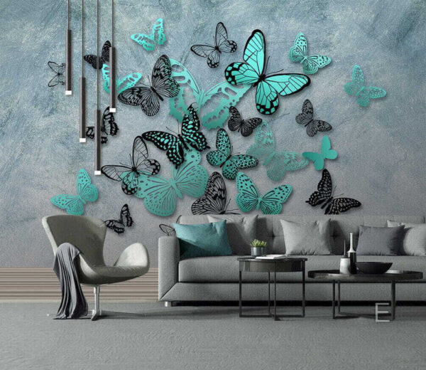 Mariposa azul con manchas negras Fotomurales Mariposa azul con manchas negras