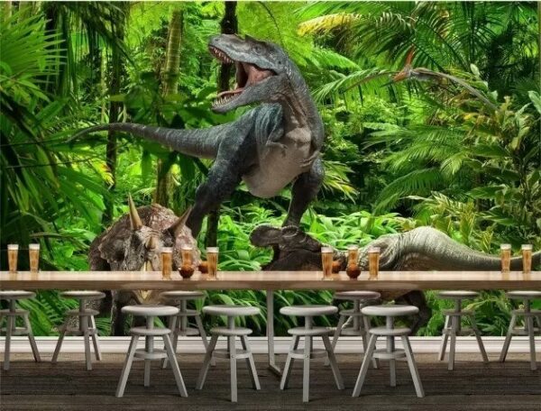Grupo de dinosaurios en un bosque Fotomurales Grupo de dinosaurios en un bosque