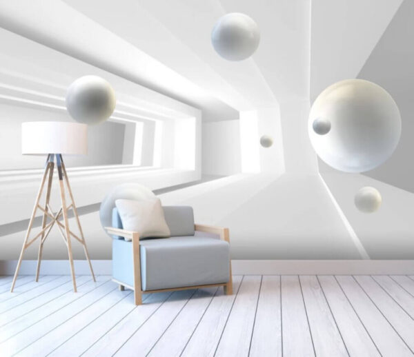 Bolas blancas en una habitación Fotomurales Bolas blancas en una habitación