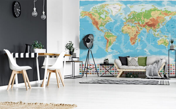 Mapa del mundo con diferentes banderas Fotomurales Mapa del mundo con diferentes banderas
