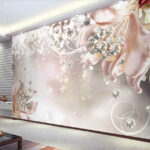Fotomurales Flores brillantes con detalles de joyas.