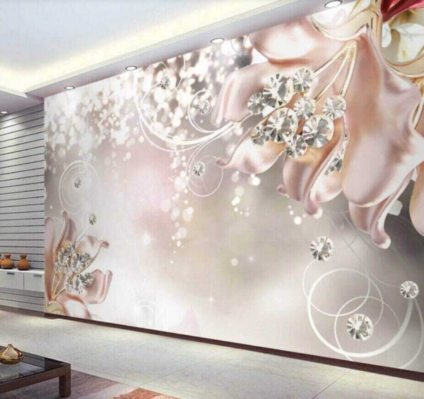 Flores brillantes con detalles de joyas Fotomurales Flores brillantes con detalles de joyas