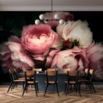 Fotomurales Rosas rosas en suave floración