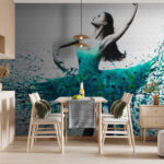 Fotomurales Mujer bailando con vestido azul