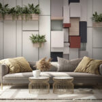 Fotomurales Pared con plantas y cajas