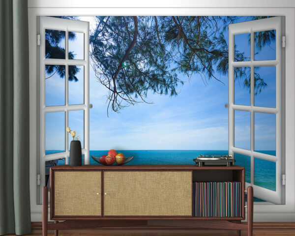 Ventana con vistas al océano Fotomurales Ventana con vistas al océano