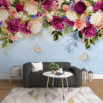 Fotomurales Grupo de flores con mariposas