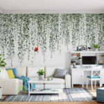 Fotomurales Mariposa y enredadera con hojas