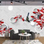 Fotomurales Papel pintado con un pájaro en una rama