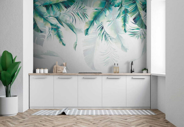 Hojas tropicales pintadas en acuarela Fotomurales Hojas tropicales pintadas en acuarela
