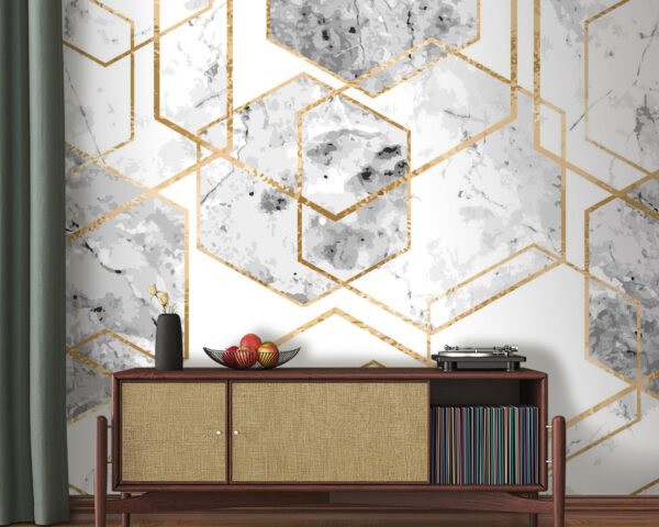 Elegante diseño de mármol hexagonal Fotomurales Elegante diseño de mármol hexagonal