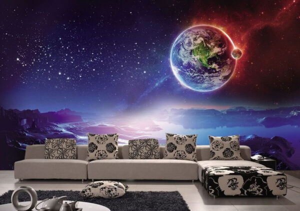 Paisaje alienígena bajo la noche estrellada Fotomurales Paisaje alienígena bajo la noche estrellada